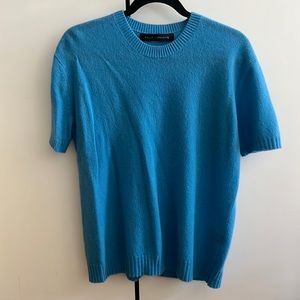 SALLY LAPOINTE BLUE CASHMERE SILK BLEND KNIT SWEATER TEE XS/S 0